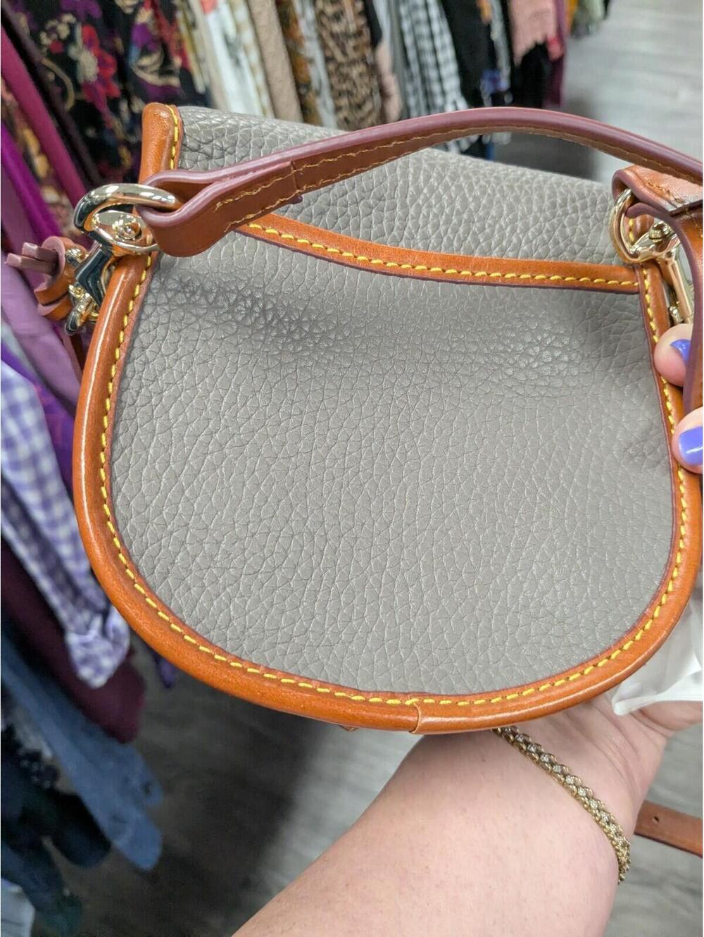 Dooney & Bourke All Weather Leather 2 Duck Bag Crossbody Dark Grey Tan - Picture 4 of 9